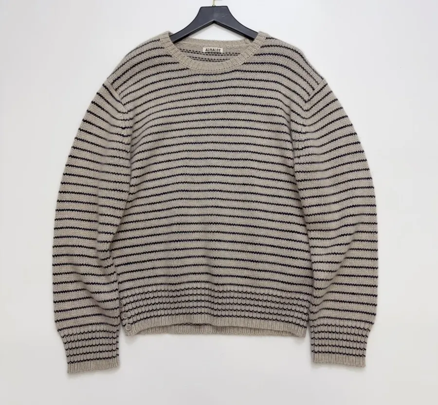 Niche Striped Relaxed Crew-Neck Knit Sweater in As Shown, product view 02