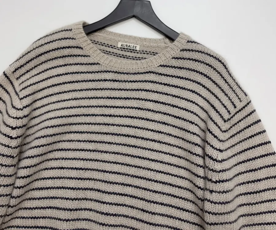 Niche Striped Relaxed Crew-Neck Knit Sweater in As Shown, product view 03