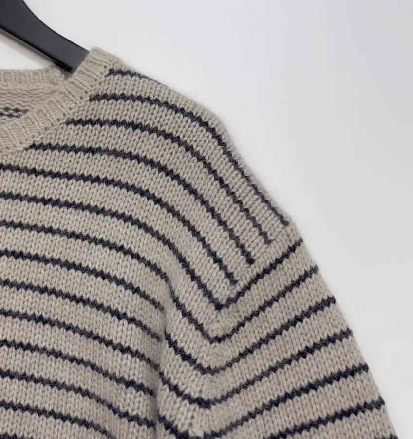 Niche Striped Relaxed Crew-Neck Knit Sweater in As Shown, product view 04