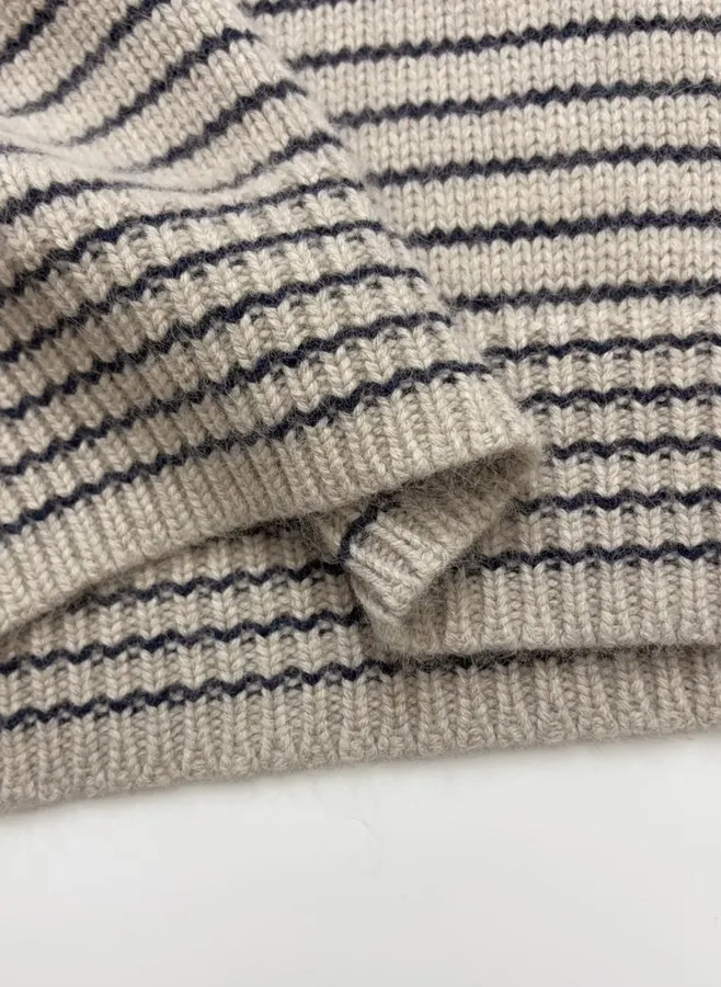 Niche Striped Relaxed Crew-Neck Knit Sweater in As Shown, product view 12