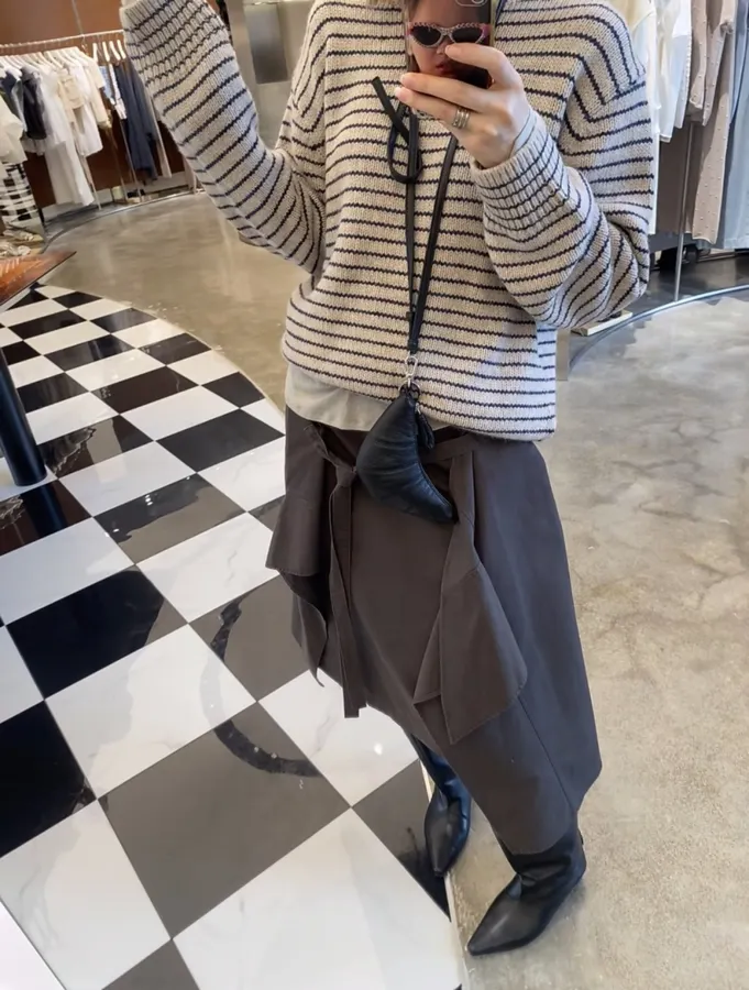 Niche Striped Relaxed Crew-Neck Knit Sweater in As Shown, product view 21