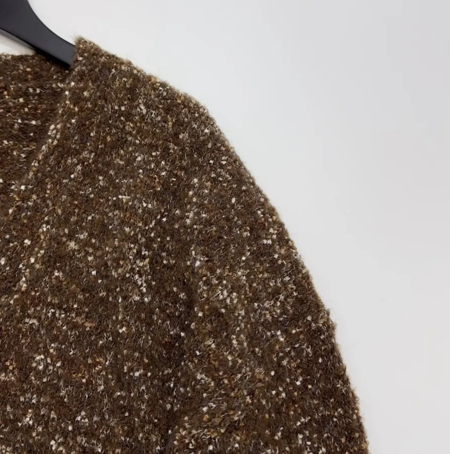 Dries Van Noten Brown Mélange Crew-Neck Knit Sweater in Brown, product view 03
