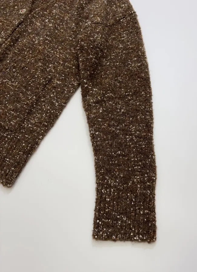 Dries Van Noten Brown Mélange Crew-Neck Knit Sweater in Brown, product view 05