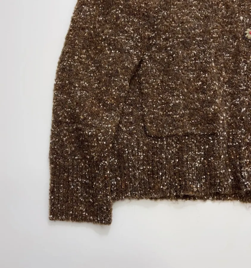 Dries Van Noten Brown Mélange Crew-Neck Knit Sweater in Brown, product view 08