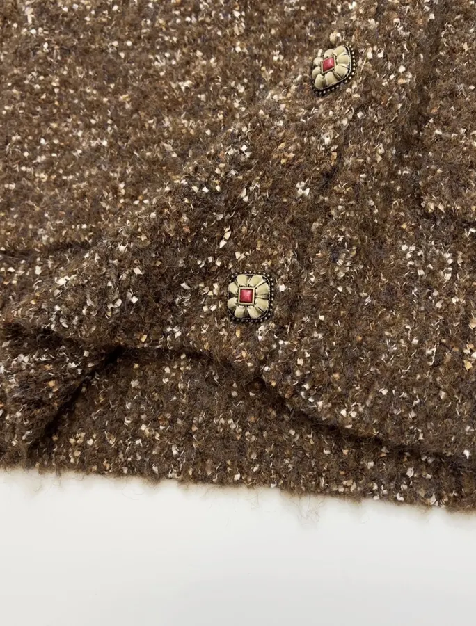 Dries Van Noten Brown Mélange Crew-Neck Knit Sweater in Brown, product view 11
