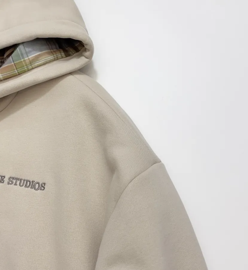 Acne Studios 宽松拉链连帽卫衣外套，杏色，商品图 3