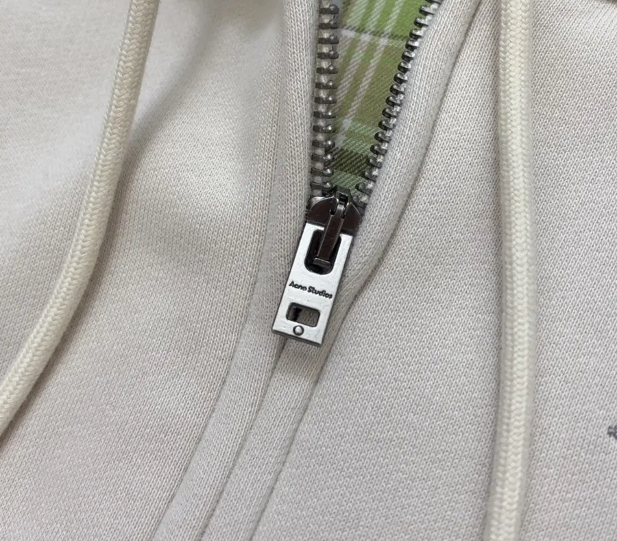Acne Studios 宽松拉链连帽卫衣外套，杏色，商品图 4