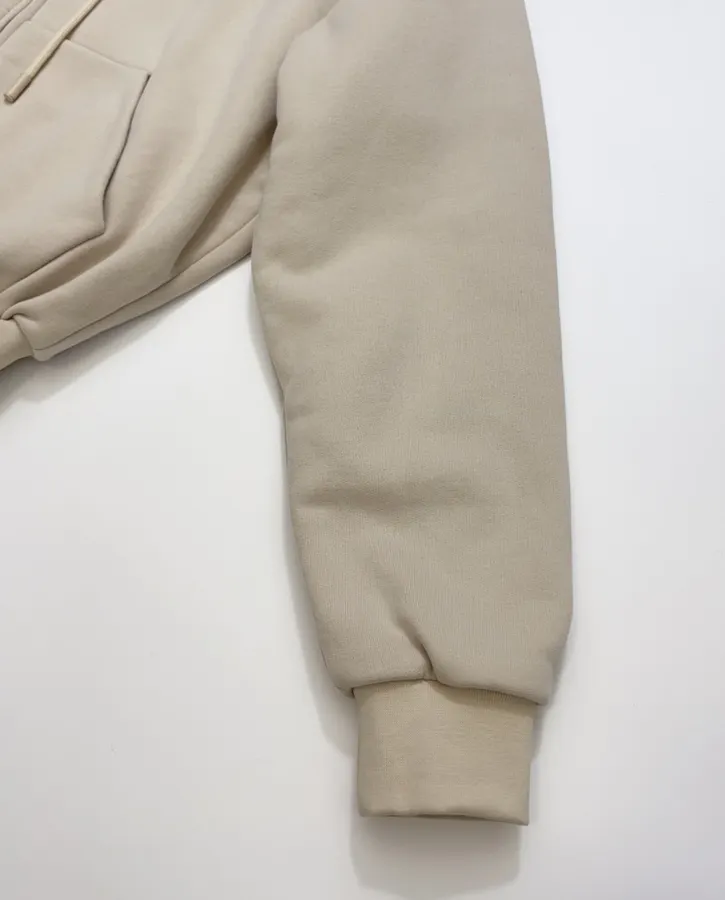 Acne Studios 宽松拉链连帽卫衣外套，杏色，商品图 6