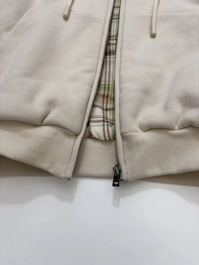 Acne Studios 宽松拉链连帽卫衣外套，杏色，商品图 11