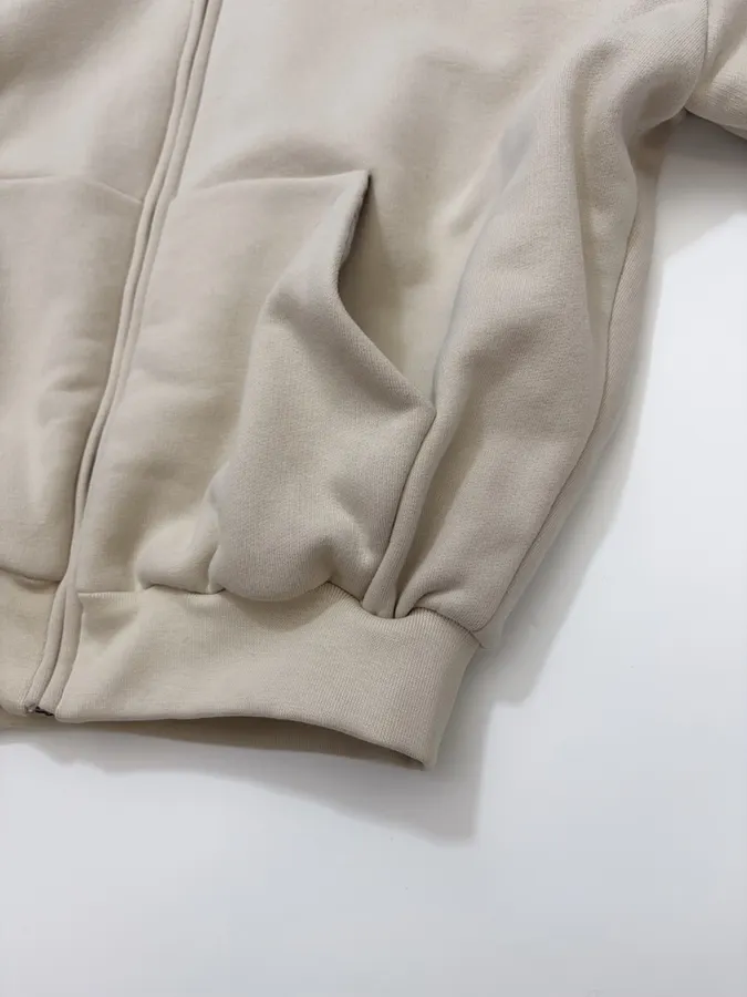 Acne Studios 宽松拉链连帽卫衣外套，杏色，商品图 12