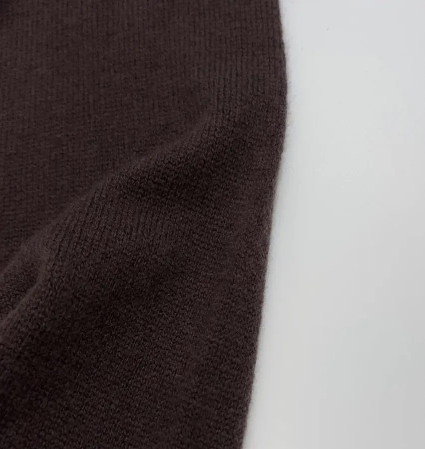 Uma Wang Brown and charcoal knit top with red distressed trim and crew neck in Gray, product view 07
