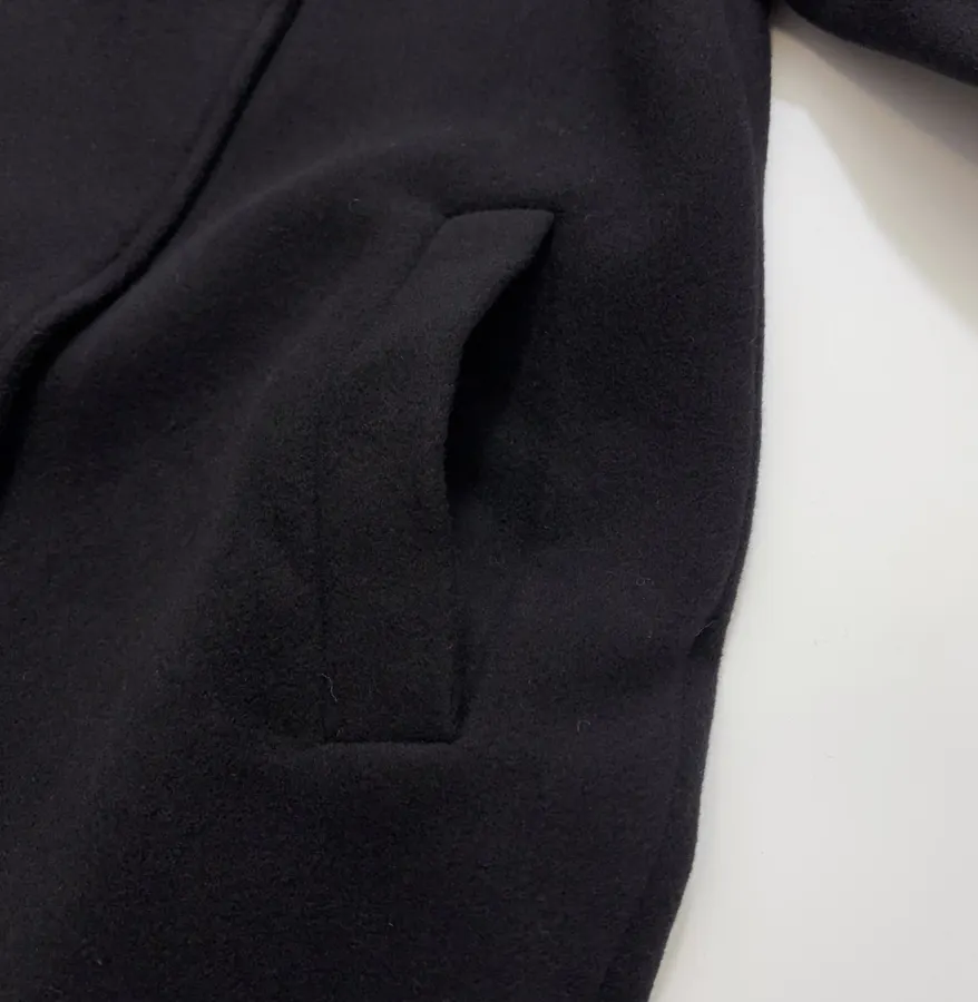 Reformation Black Stand-Collar A-Line Maxi Coat in Black, product view 08