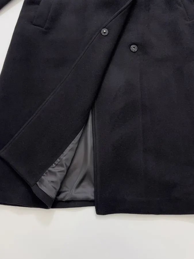 Reformation Black Stand-Collar A-Line Maxi Coat in Black, product view 12