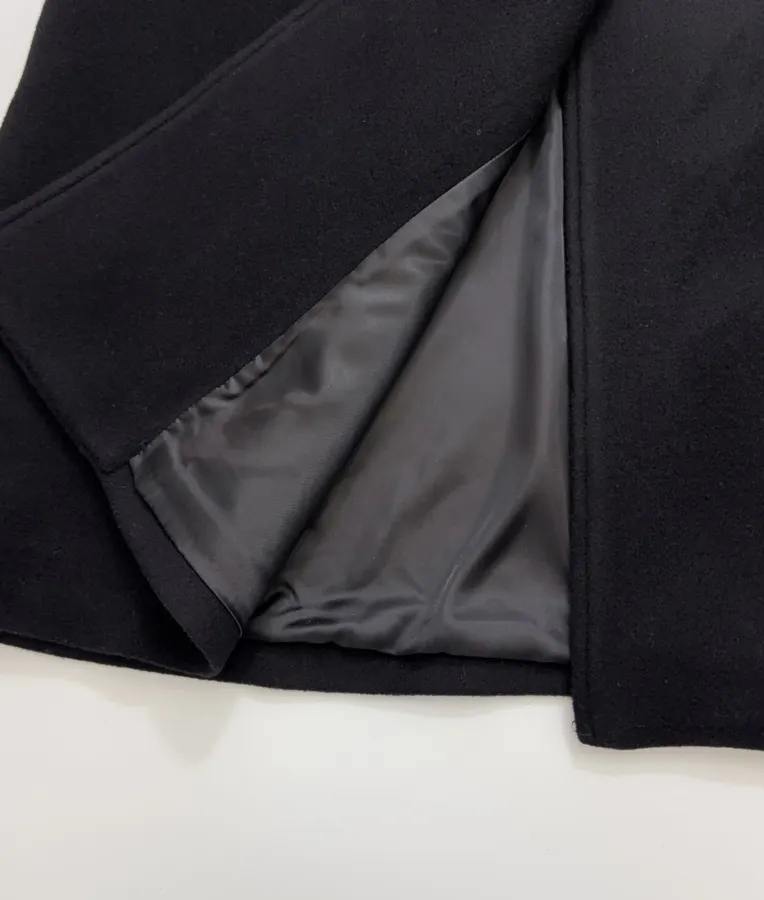 Reformation Black Stand-Collar A-Line Maxi Coat in Black, product view 13