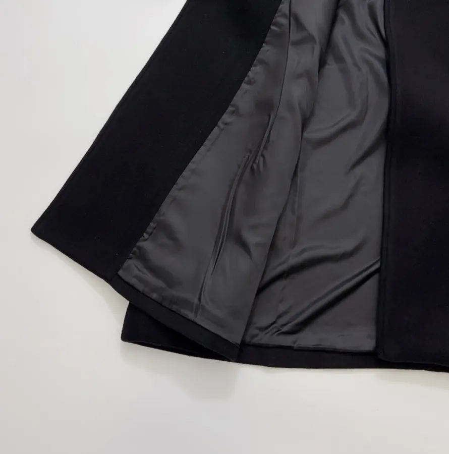 Reformation Black Stand-Collar A-Line Maxi Coat in Black, product view 17