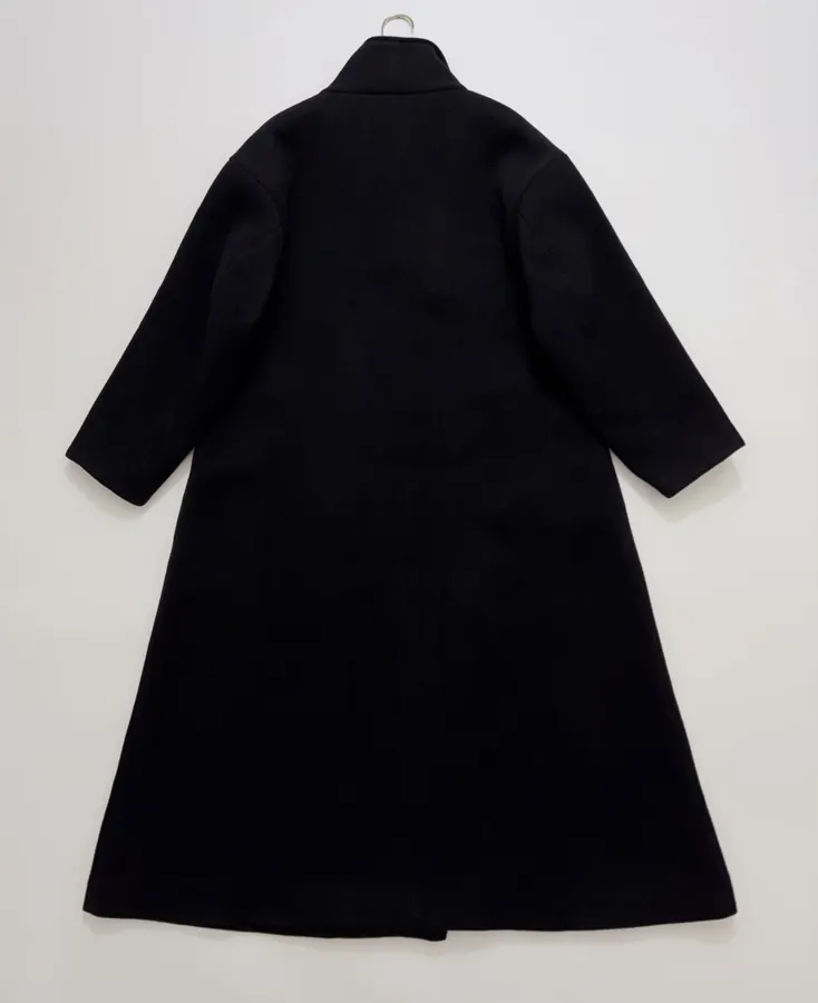 Reformation Black Stand-Collar A-Line Maxi Coat in Black, product view 18