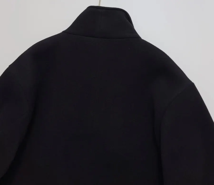 Reformation Black Stand-Collar A-Line Maxi Coat in Black, product view 19