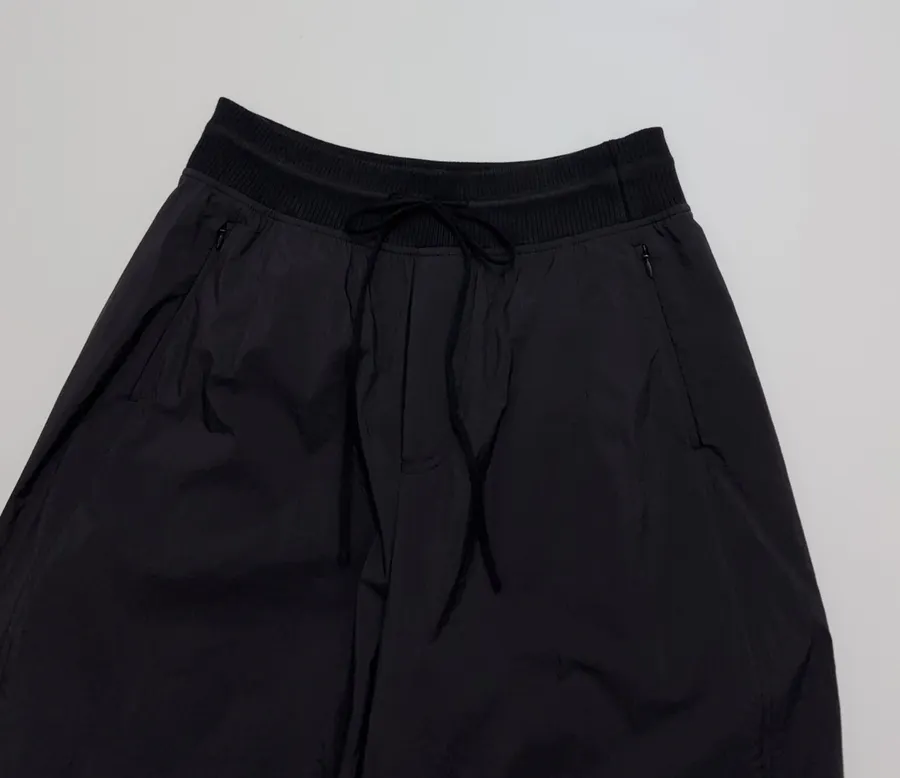 Black Drawstring Balloon-Leg Trousers in Black, product view 03