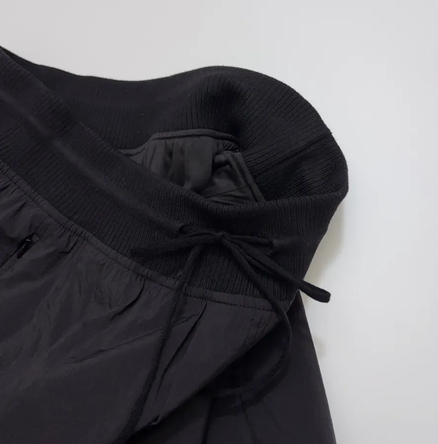 Black Drawstring Balloon-Leg Trousers in Black, product view 07