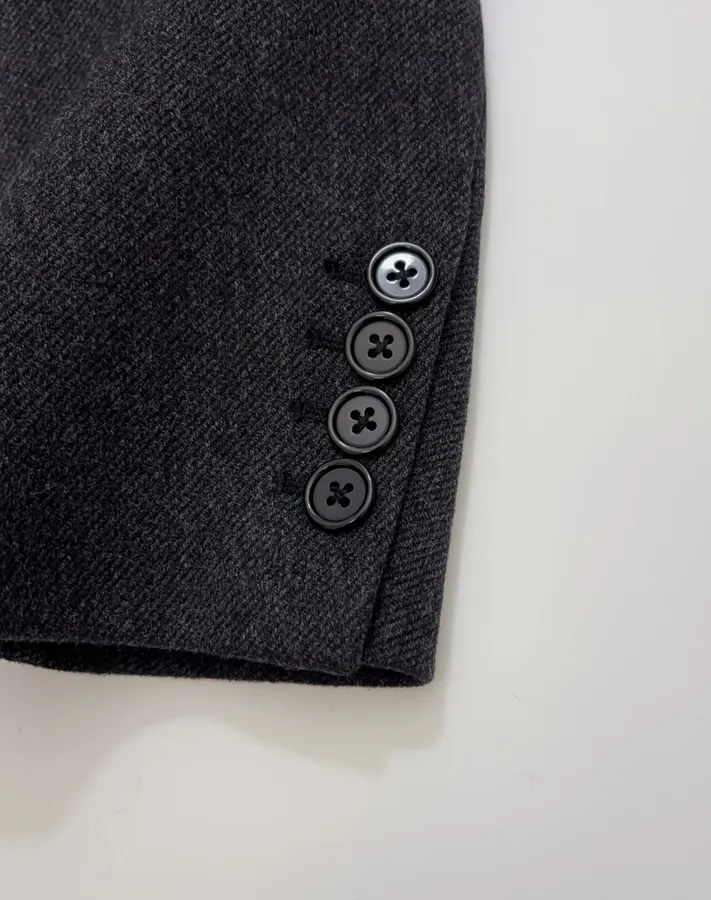 Charcoal double-breasted wool coat with notched lapel in Gray, product view 06