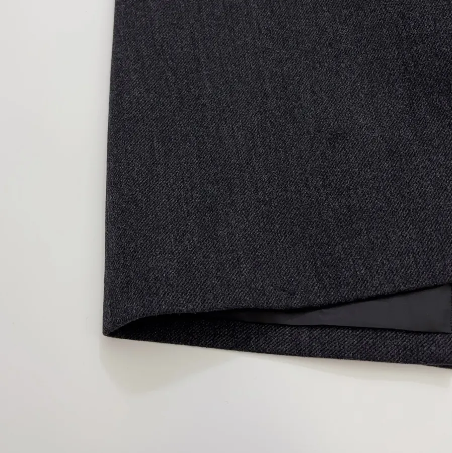 Charcoal double-breasted wool coat with notched lapel in Gray, product view 09