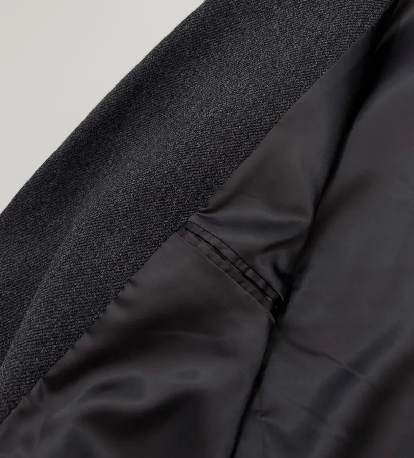 Charcoal double-breasted wool coat with notched lapel in Gray, product view 12