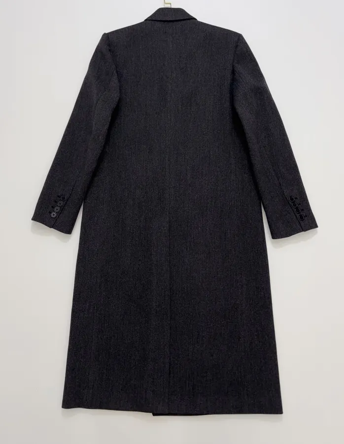 Charcoal double-breasted wool coat with notched lapel in Gray, product view 13