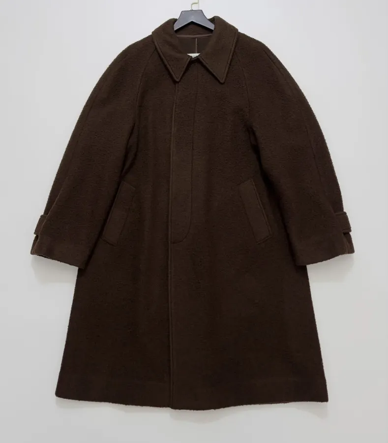 Dark Brown A-Line Wool Maxi Coat in Dark Brown, product view 01