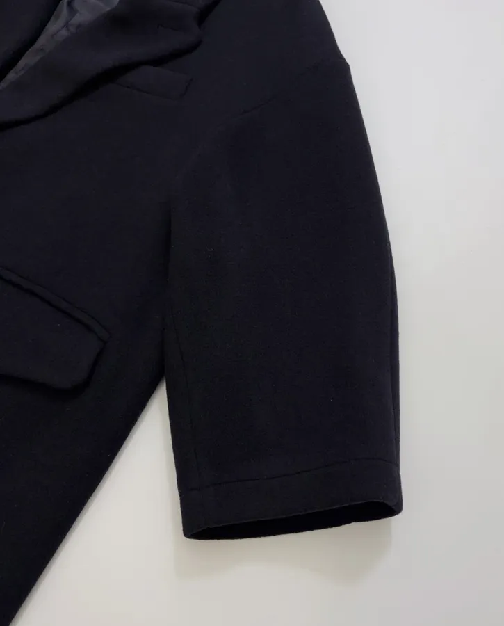 MM6 Maison Margiela Wool-blend tailored coat with notch lapel, single-button, dropped shoulders, mid-length, relaxed fit in As Shown, product view 04