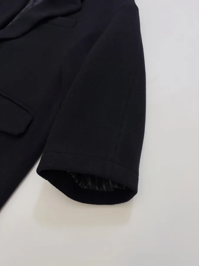 MM6 Maison Margiela Wool-blend tailored coat with notch lapel, single-button, dropped shoulders, mid-length, relaxed fit in As Shown, product view 05