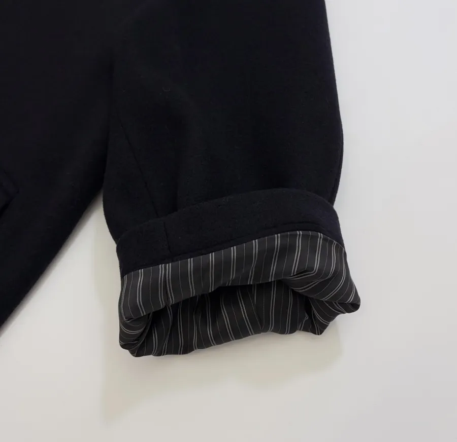 MM6 Maison Margiela Wool-blend tailored coat with notch lapel, single-button, dropped shoulders, mid-length, relaxed fit in As Shown, product view 06