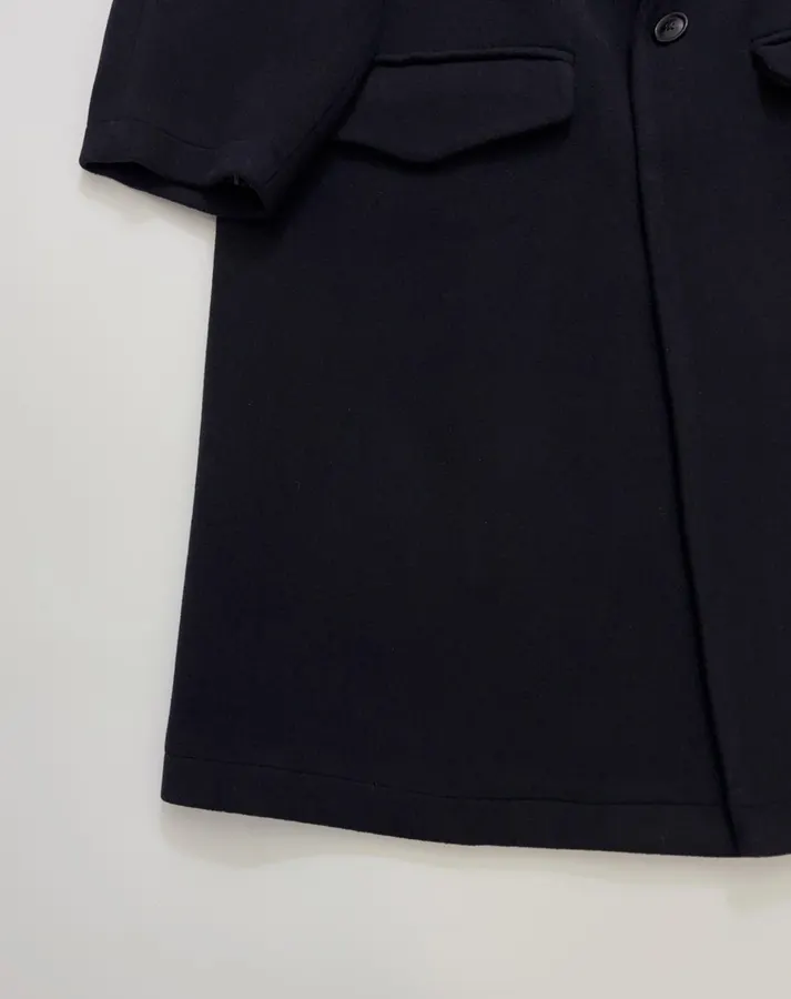 MM6 Maison Margiela Wool-blend tailored coat with notch lapel, single-button, dropped shoulders, mid-length, relaxed fit in As Shown, product view 08