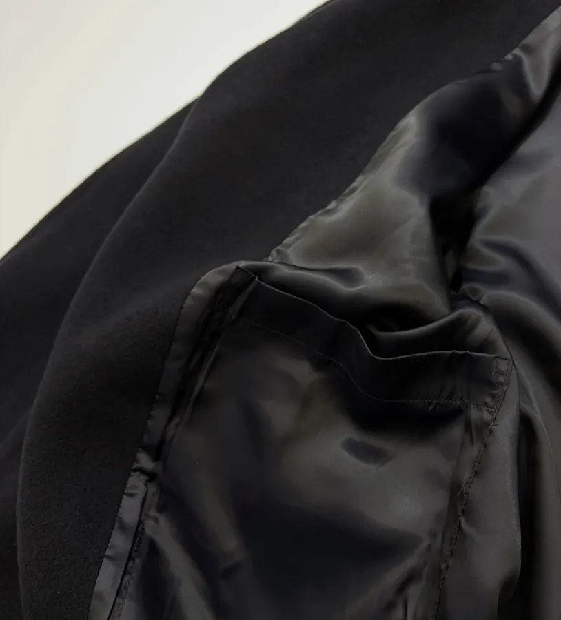 MM6 Maison Margiela Wool-blend tailored coat with notch lapel, single-button, dropped shoulders, mid-length, relaxed fit in As Shown, product view 15