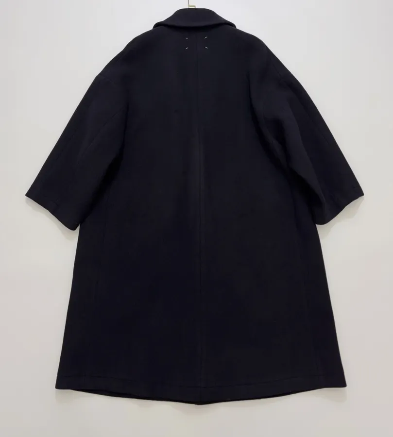 MM6 Maison Margiela Wool-blend tailored coat with notch lapel, single-button, dropped shoulders, mid-length, relaxed fit in As Shown, product view 17