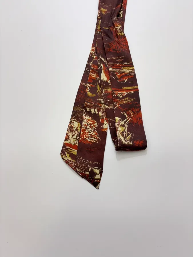 ALEMAIS Ezra Silk Midi Shirt-Style Vintage Western Landscape Print Dress in As Shown, product view 26
