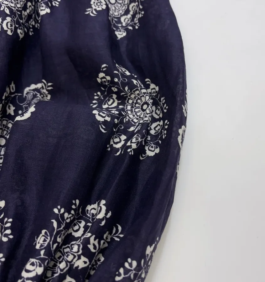 ALEMAIS Bubble Sleeve Ramie Printed Elegant Waist-Cinching Maxi Dress, Long Skirt in As Shown, product view 11