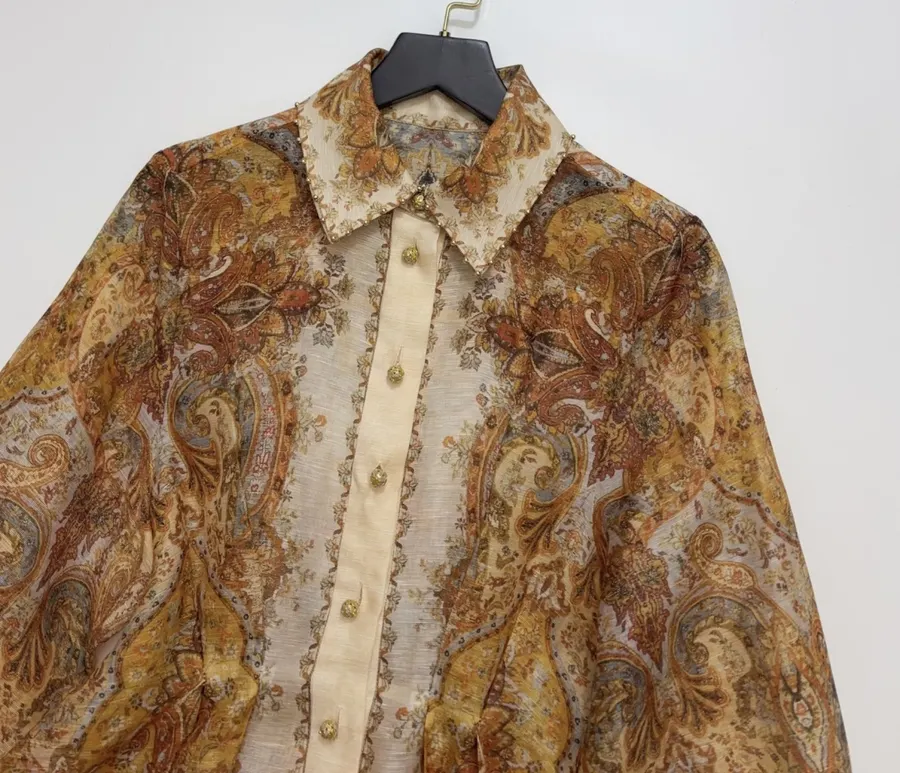 Zimmermann Printed long-sleeve waist-defining dress in As Shown, product view 03