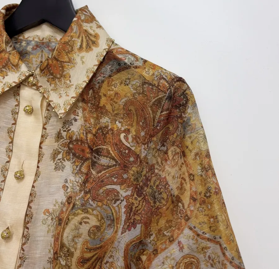 Zimmermann Printed long-sleeve waist-defining dress in As Shown, product view 04