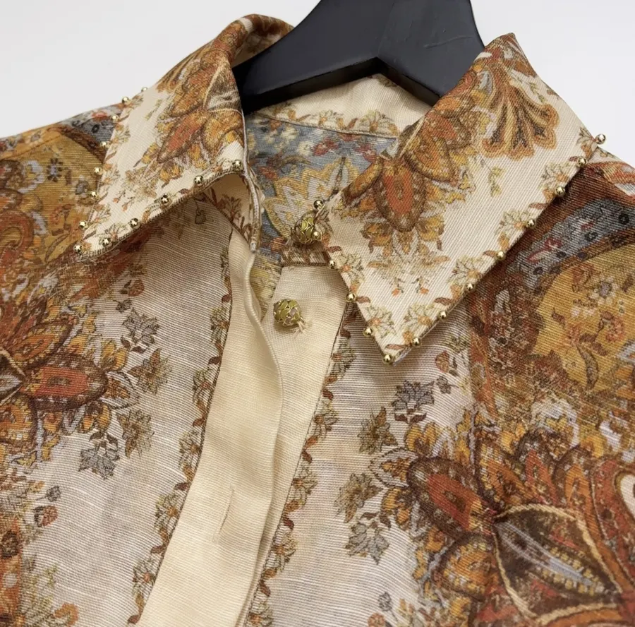 Zimmermann Printed long-sleeve waist-defining dress in As Shown, product view 05