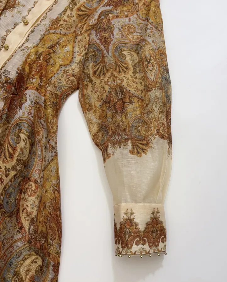 Zimmermann Printed long-sleeve waist-defining dress in As Shown, product view 06