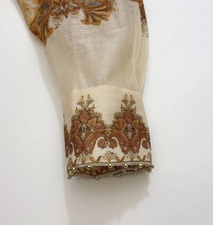 Zimmermann Printed long-sleeve waist-defining dress in As Shown, product view 07