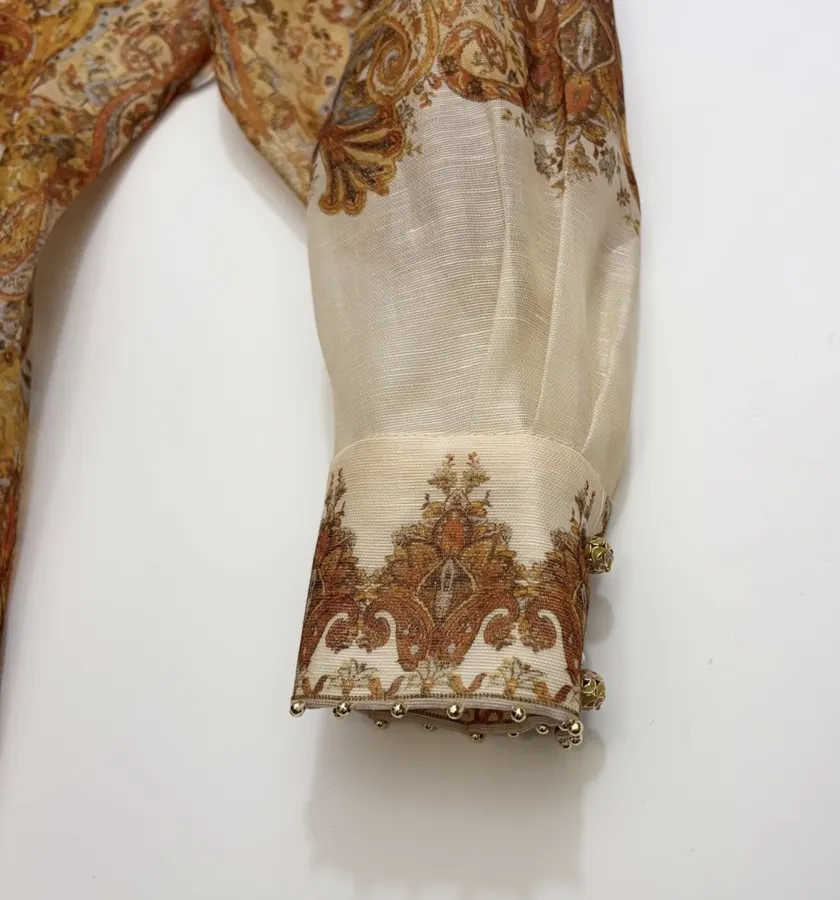 Zimmermann Printed long-sleeve waist-defining dress in As Shown, product view 08