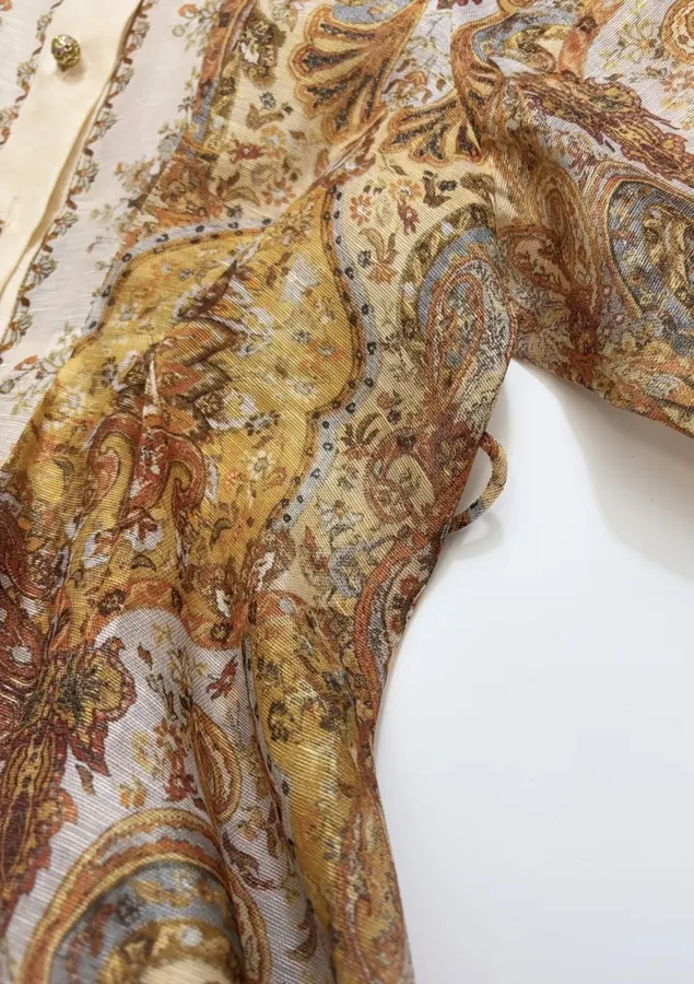 Zimmermann Printed long-sleeve waist-defining dress in As Shown, product view 10