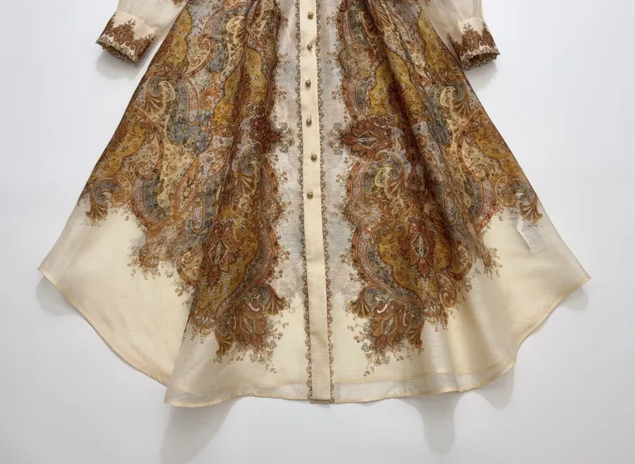 Zimmermann Printed long-sleeve waist-defining dress in As Shown, product view 12