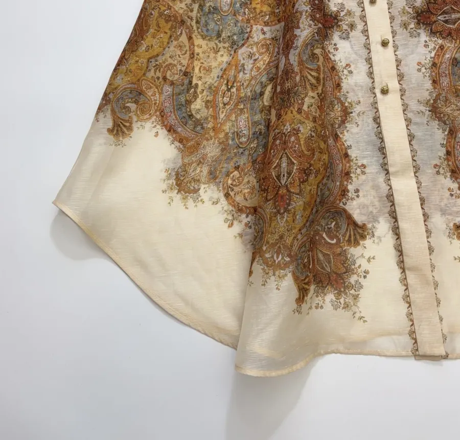 Zimmermann Printed long-sleeve waist-defining dress in As Shown, product view 13