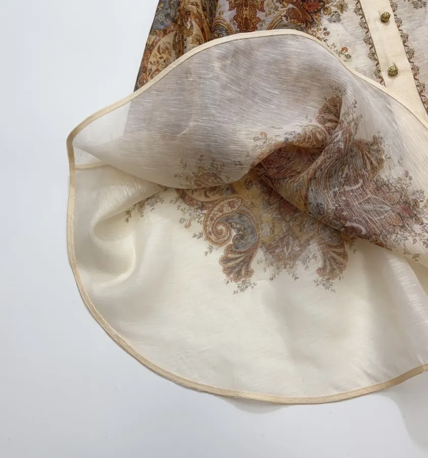 Zimmermann Printed long-sleeve waist-defining dress in As Shown, product view 15