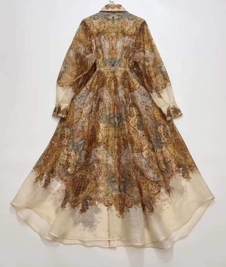 Zimmermann Printed long-sleeve waist-defining dress in As Shown, product view 17