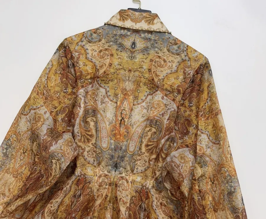 Zimmermann Printed long-sleeve waist-defining dress in As Shown, product view 18