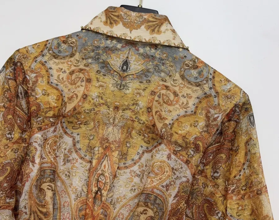 Zimmermann Printed long-sleeve waist-defining dress in As Shown, product view 19