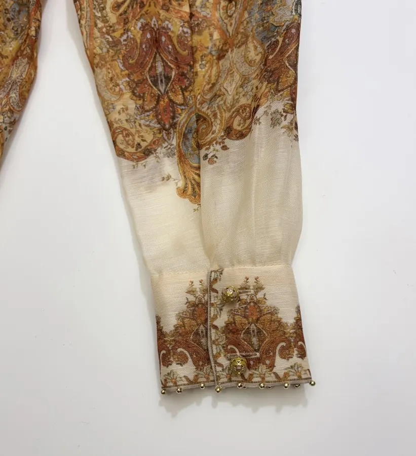 Zimmermann Printed long-sleeve waist-defining dress in As Shown, product view 21